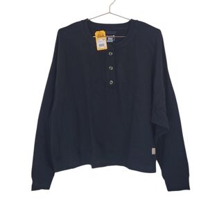 CARHARTT Black Loose Fit Midweight Terry Henley Sweatshirt Size 2X (20-22)